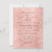 Invitation Minimalisme Rose Rose Pâle Pailleté Or Anniversair (Devant)