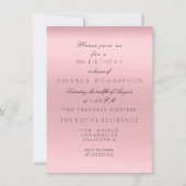 Invitation Minimalisme Rose Rose Poudre Anniversaire (Devant)