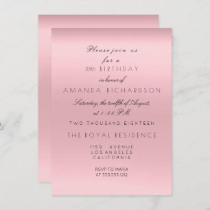 Invitation Minimalisme Rose Rose Poudre Anniversaire