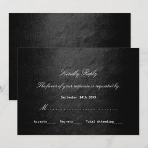 Invitation Minimalisme RSVP personnalisé Glam Vip Black
