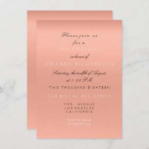 Invitation Minimalisme Saumon Pêcher Corail Blanc Anniversair