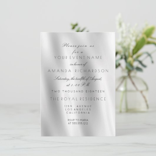 Invitation Minimalisme Tissu Gris Blanc Tissu De Soie Ombre A (Debout devant)