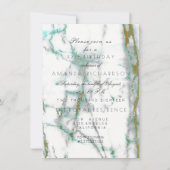 Invitation Minimalisme Vert Menthe Marbre Doré et Blanc (Devant)