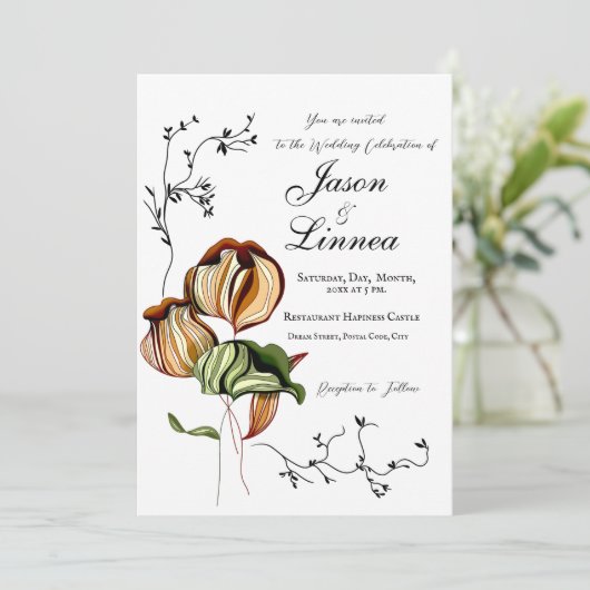 Invitation Minimalisme Vintage linéaire Boho rustique (Debout devant)