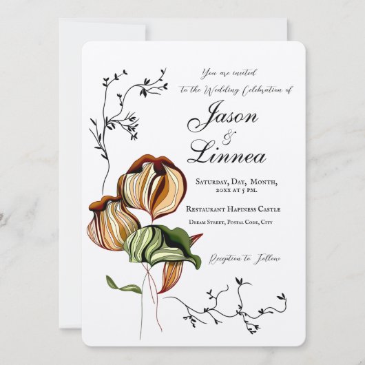 Invitation Minimalisme Vintage linéaire Boho rustique (Devant)
