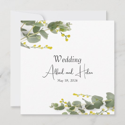 Invitation Minimalismo de flores de mimosa (Devant)