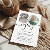 Invitation Minimalist 2 Photo 80th Birthday Party