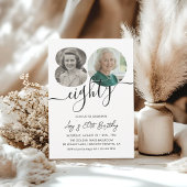 Invitation Minimalist 2 Photo 80th Birthday Party