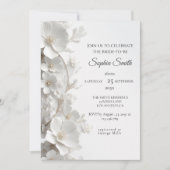 Invitation Minimalist 3D White Floral Elegant  Bridal Shower (Devant)