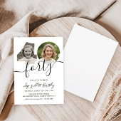 Invitation Minimalist 40th Birthday Photo 