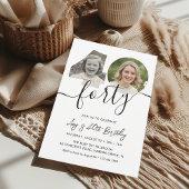 Invitation Minimalist 40th Birthday Photo 