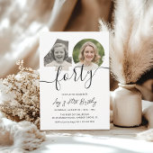 Invitation Minimalist 40th Birthday Photo 