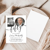 Invitation Minimalist 50th Birthday Simple Black and White