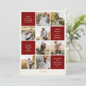 Invitation Minimalist 9 Photo Ivory Burgundy Wedding  (Debout devant)