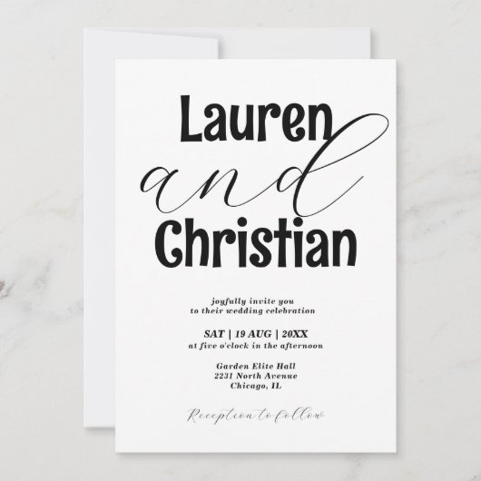 Invitation Minimalist Accented Names Wedding (Devant)