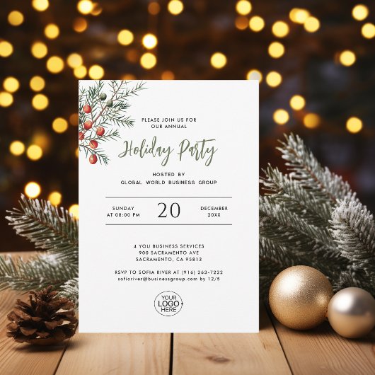 Invitation Minimalist Add Your Logo Christmas Branch Business