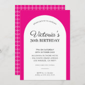 Invitation MINIMALIST arc anniversaire chic moderne fuschia r (Devant / Derrière)