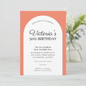 Invitation MINIMALIST arc anniversaire chic orange moderne (Debout devant)
