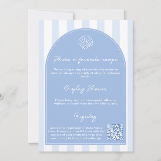 Invitation Minimalist Arch Blue & White Beachy Bridal Shower (Dos)