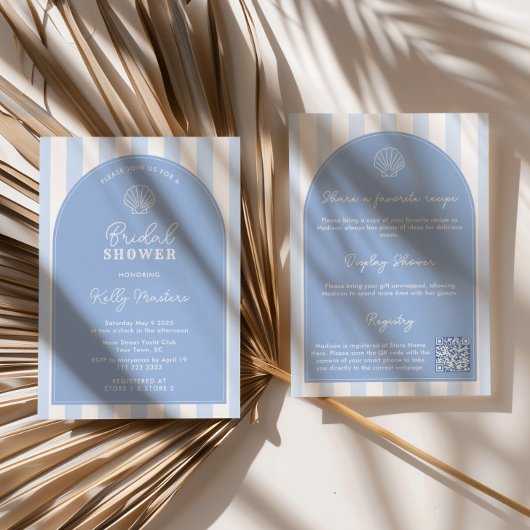 Invitation Minimalist Arch Blue & White Beachy Bridal Shower