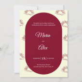 Invitation Minimalist Arch Burgundy Boho Sun Wedding (Devant)