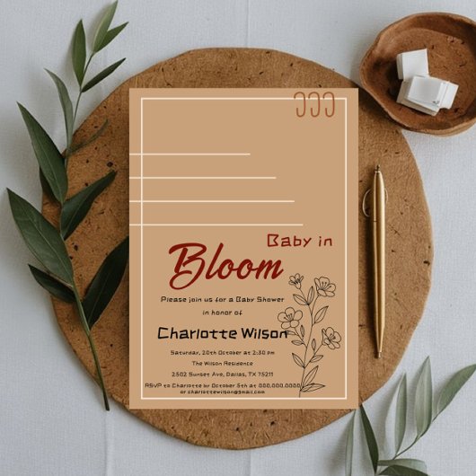 Invitation Minimalist Baby In Bloom Wildflower Baby Shower