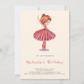 Invitation Minimalist Ballerina Pink Tutu Girl Birthday (Devant)