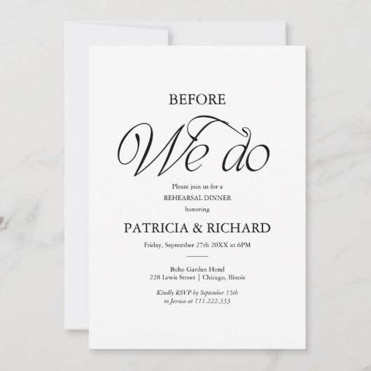 Invitation Minimalist Before We Do Rehearsal Dinner (Devant)