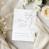 Invitation Minimalist Beige Bow Save the Date Card