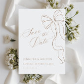 Invitation Minimalist Beige Bow Save the Date Card