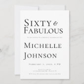 Invitation Minimalist Black 60 & Fabulous 60th Birthday Party (Devant)