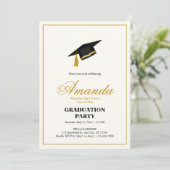 Invitation Minimalist Black and Gold Graduation Party (Debout devant)