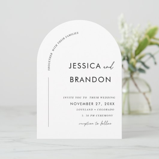 Invitation minimalist black and white calligraphy (Debout devant)