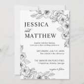 Invitation Minimalist Black and White Floral Photo Arch  (Devant)