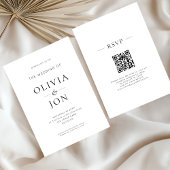 Invitation Minimalist Black and White QR Code Wedding
