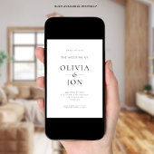 Invitation Minimalist Black and White QR Code Wedding