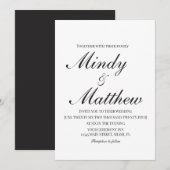 Invitation Minimalist Black and White Script Wedding (Devant / Derrière)