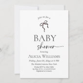 Invitation Minimalist Black Bow Baby Shower Brunch (Devant)