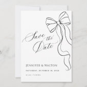Invitation Minimalist Black Bow Save The Date (Devant)