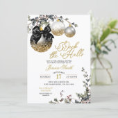 Invitation Minimalist Black Deck The Halls Bridal Shower (Debout devant)
