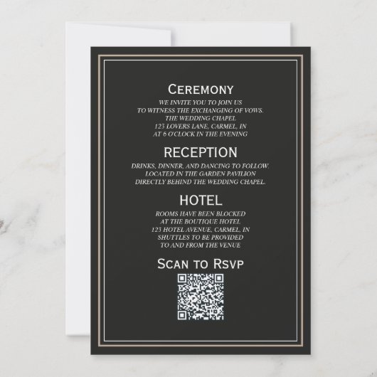 Invitation Minimalist Black Tie Formal Wedding (Dos)