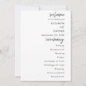 Invitation Minimalist Black Tie Wedding Ceremony Program (Dos)