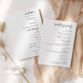 Invitation Minimalist Black Tie Wedding Ceremony Program