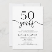 Invitation Minimalist Black White 50th Wedding Anniversary (Devant)