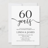 Invitation Minimalist Black White 60th Wedding Anniversary (Devant)