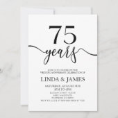 Invitation Minimalist Black White 75th Wedding Anniversary (Devant)
