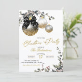 Invitation Minimalist Black White and Gold Christmas Party (Debout devant)