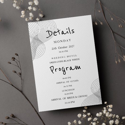 Invitation Minimalist black white geometric Details Program