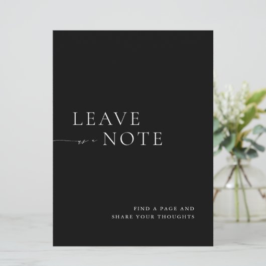Invitation Minimalist Black & White Guest Book Sign (Debout devant)