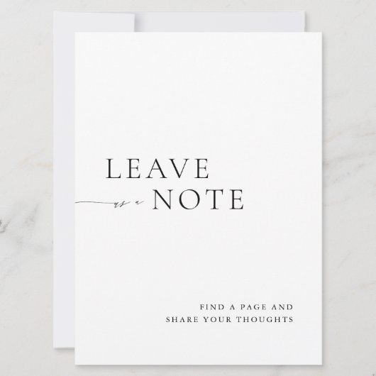 Invitation Minimalist Black & White Guest Book Sign (Devant)